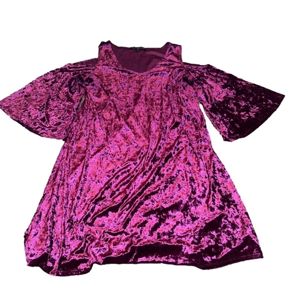 NIK and Nash Wine Velour Cold Shoulder Dress Medium